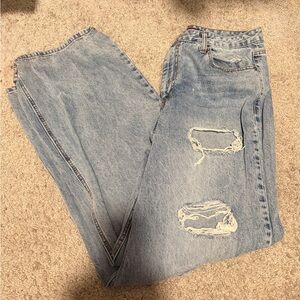 Distressed Light Blue Flare Jeans